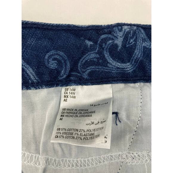 Charter Club Straight Leg Jeans 14W Plus Blue Paisley Print Lexington Stretchy - Picture 11 of 11